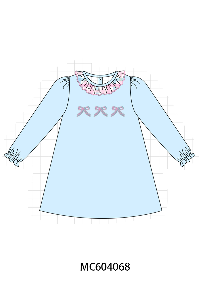 PO86 Blue bow french knot collection