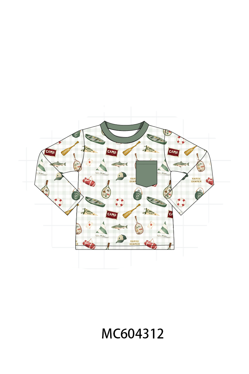 PO86 Green camping print ruffle collection