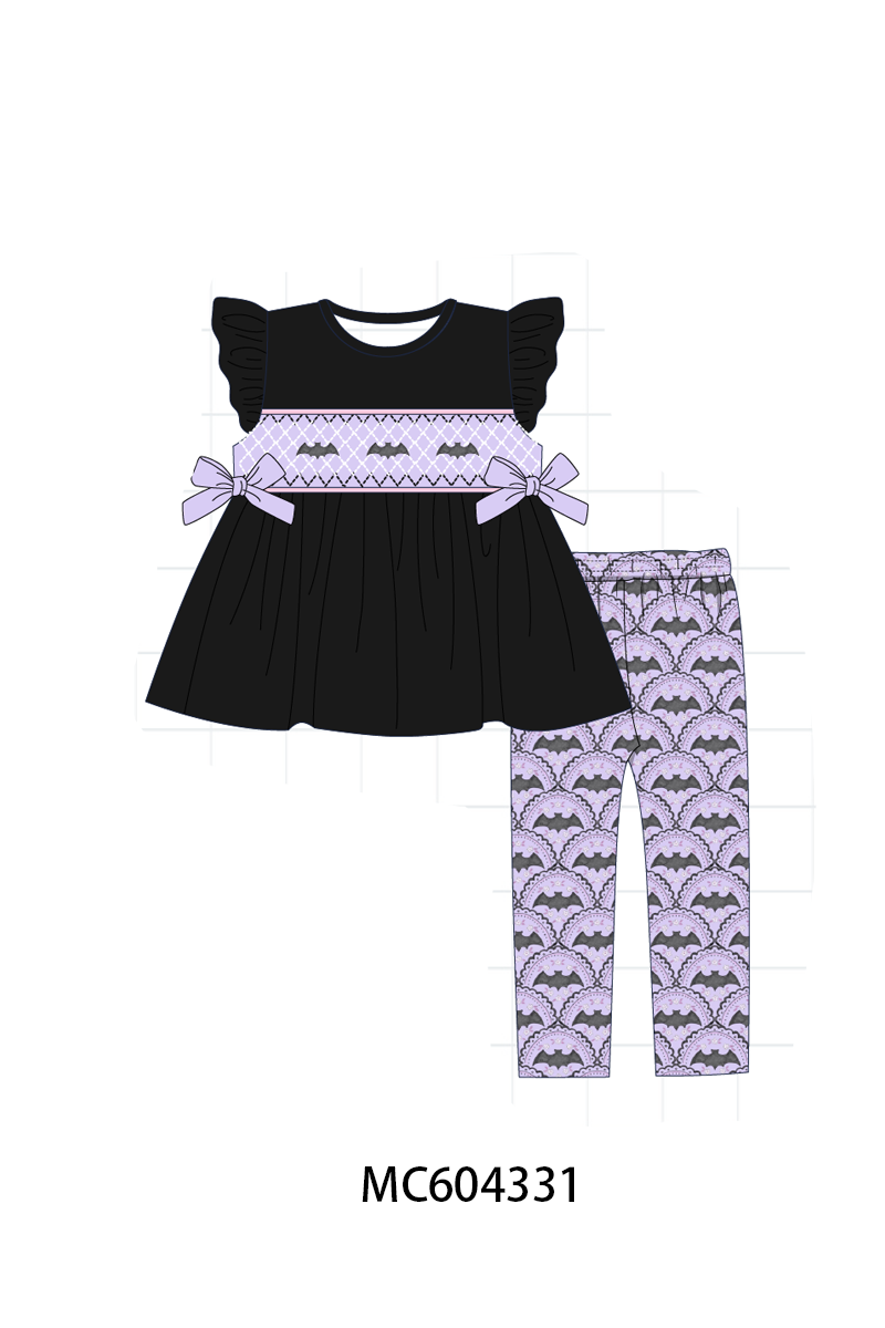 PO86 Purple Halloween bat embroidery collection