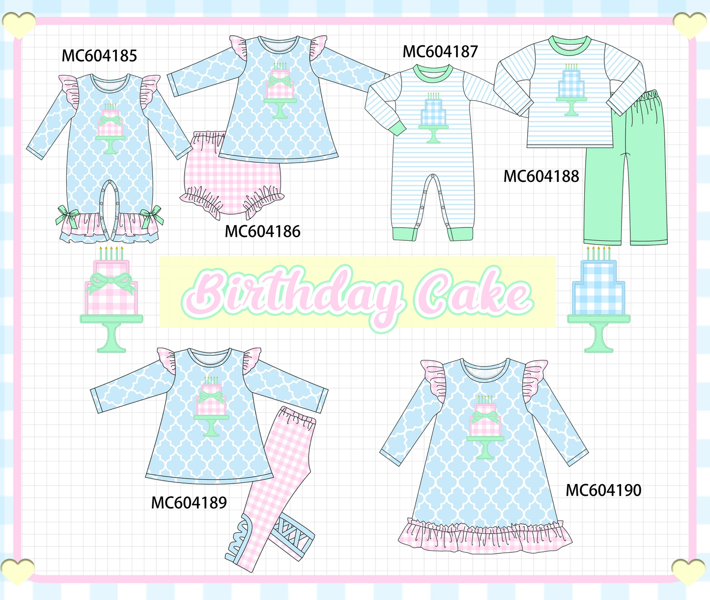 PO86 Blue birthday cake applique collection
