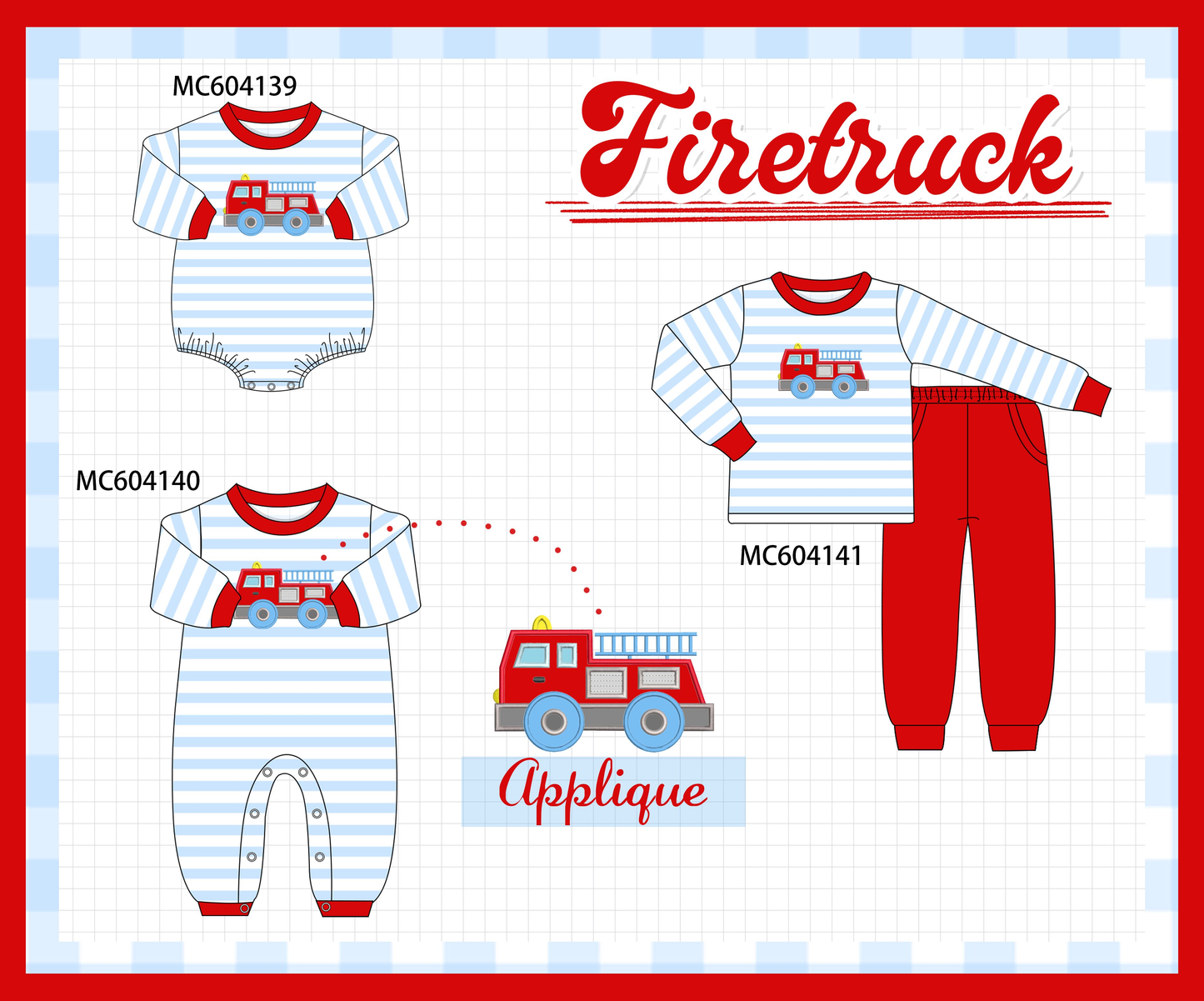 PO86 Blue stripe firework applique collection