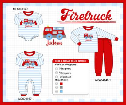 PO86 Blue stripe firework monogram embroidery collection