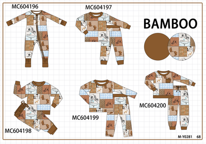 PO86 Brown western bamboo plaid collection