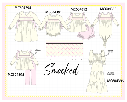 PO86 Cream smocked bow collection