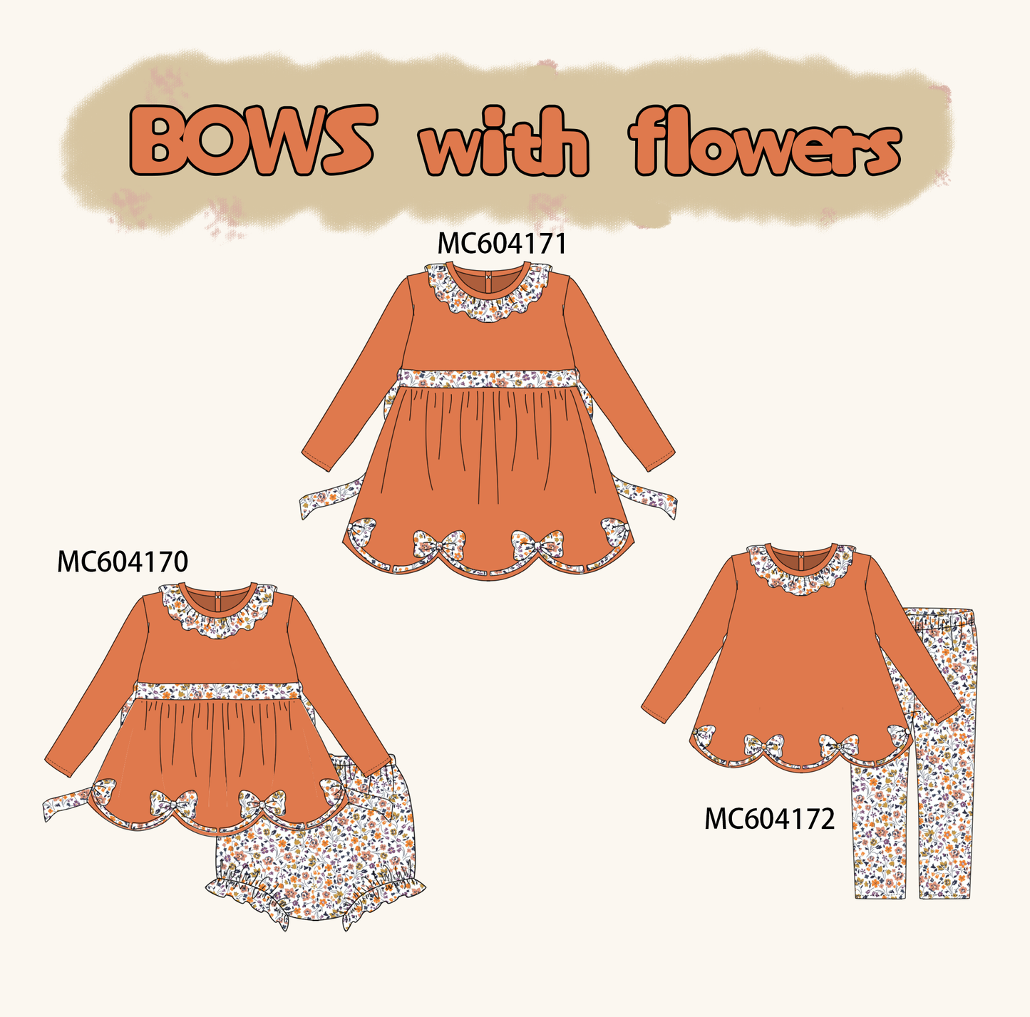 PO86 Floral bow embroidery collection