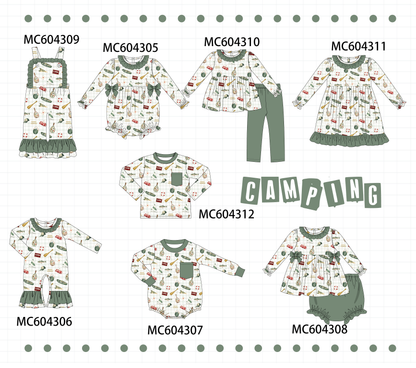 PO86 Green camping print ruffle collection