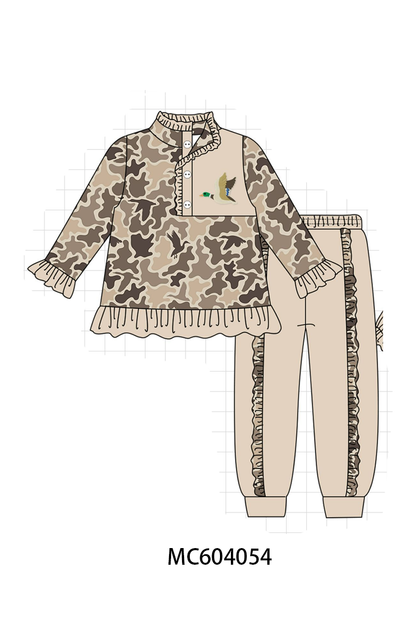 PO86 Camouflage duck embroidery ruffle collection