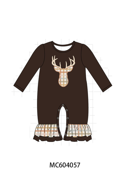 PO86 Brown deer applique gingham collection