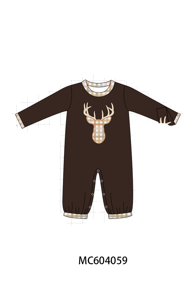 PO86 Brown deer applique gingham collection