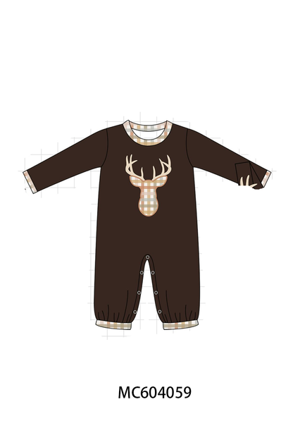 PO86 Brown deer applique gingham collection