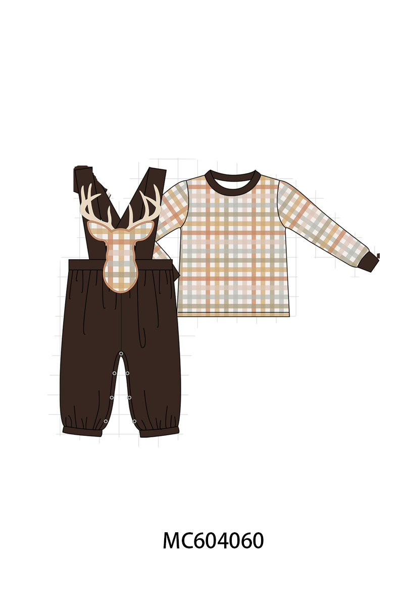 PO86 Brown deer applique gingham collection