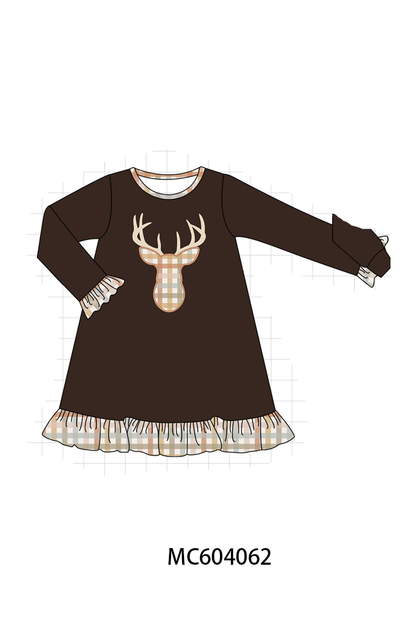 PO86 Brown deer applique gingham collection