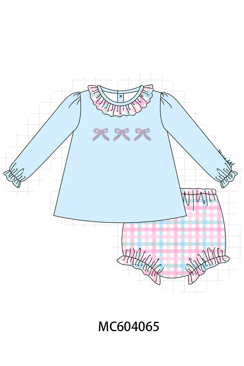 PO86 Blue bow french knot collection