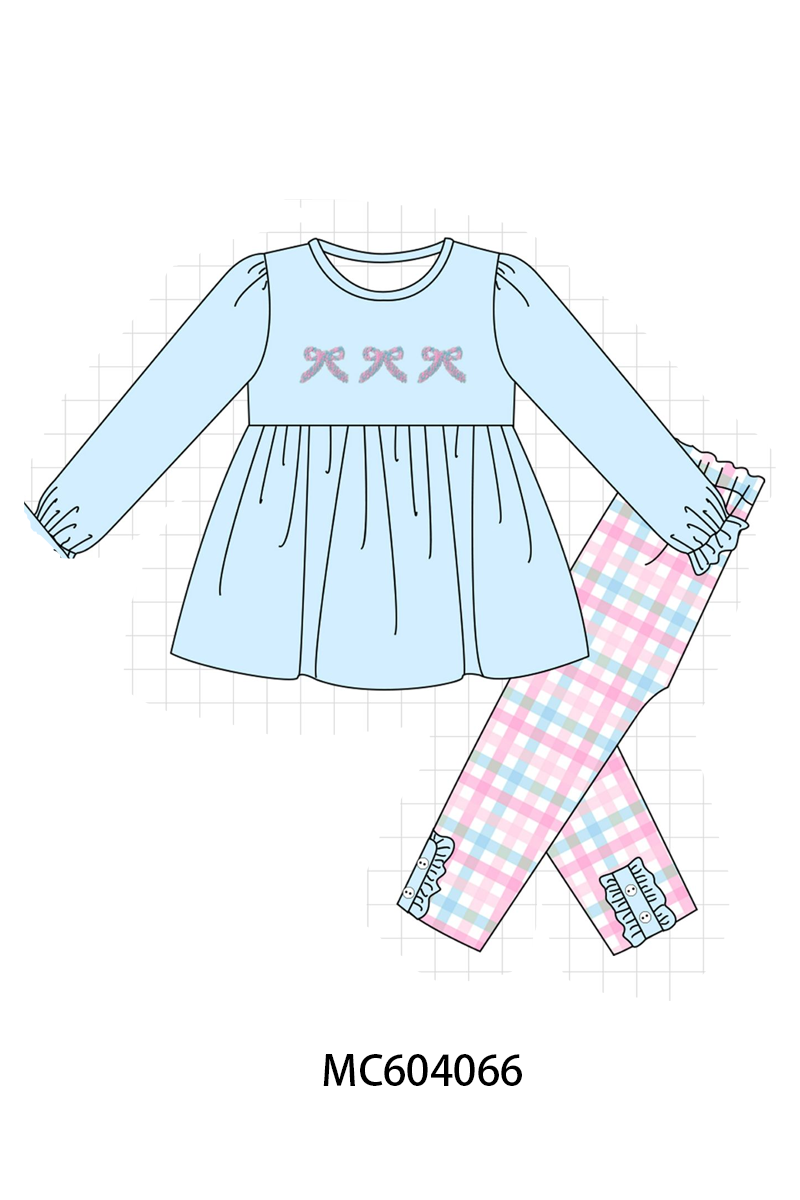 PO86 Blue bow french knot collection