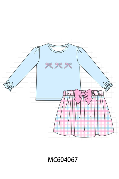 PO86 Blue bow french knot collection