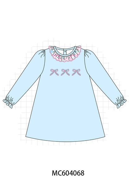 PO86 Blue bow french knot collection