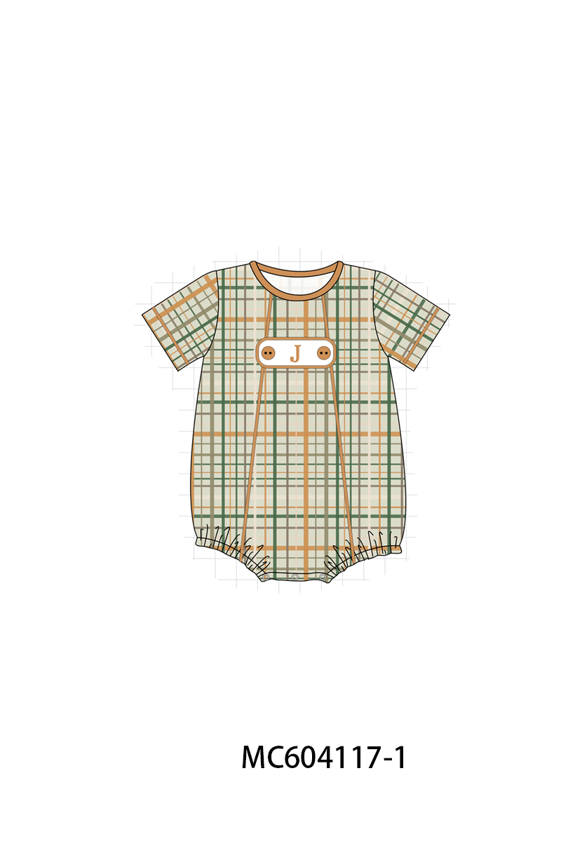 PO86 Sage monogram embroidery plaid collection