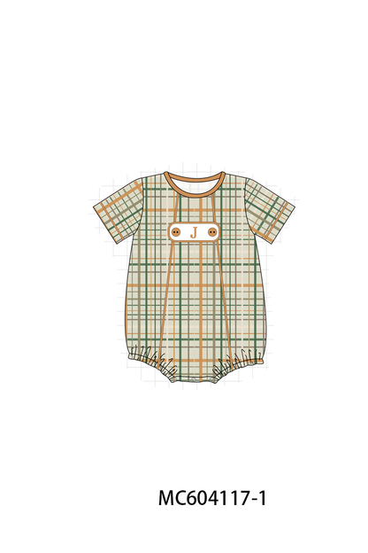 PO86 Sage monogram embroidery plaid collection
