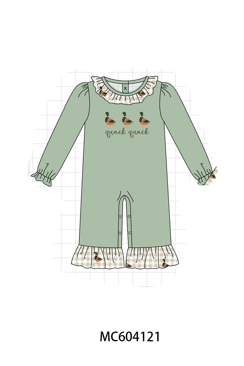 PO86 Green duck quack quack embroidery ruffle collection