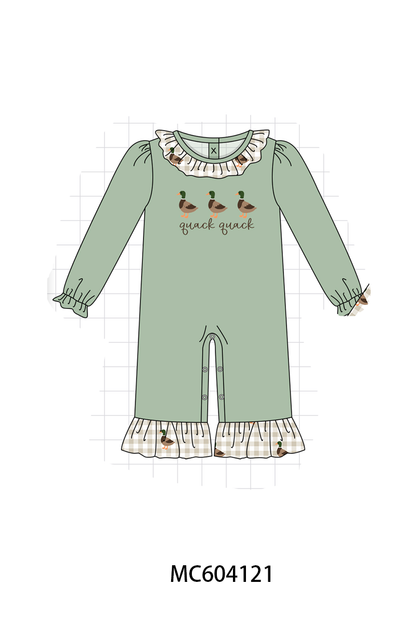 PO86 Green duck quack quack embroidery ruffle collection
