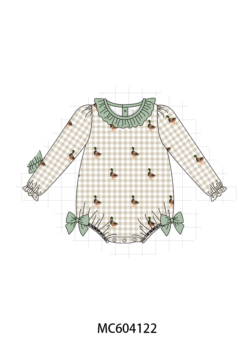 PO86 Green duck quack quack embroidery ruffle collection