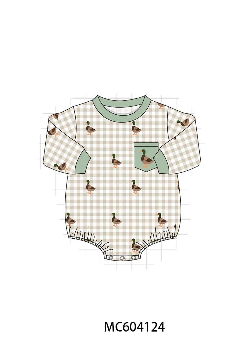 PO86 Green duck quack quack embroidery ruffle collection