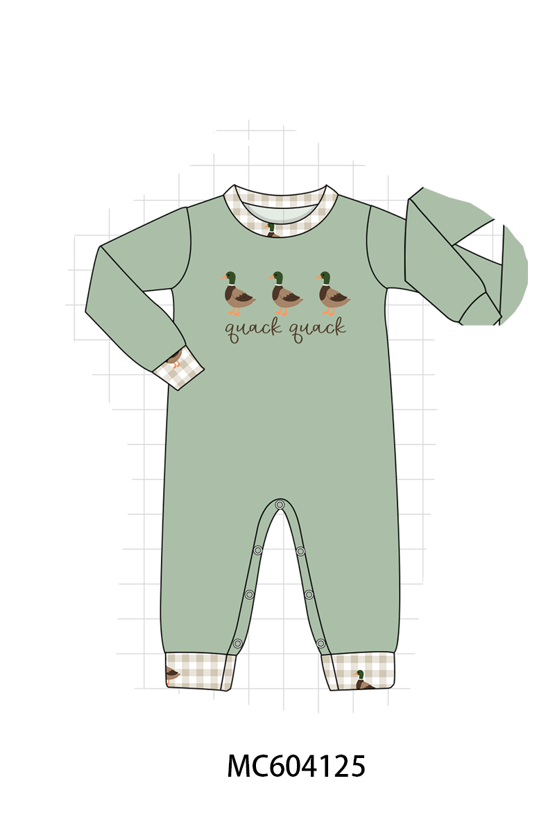 PO86 Green duck quack quack embroidery ruffle collection