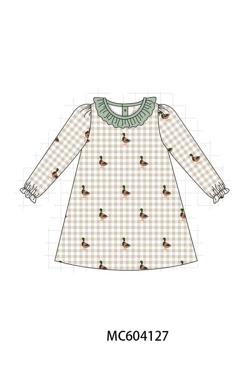 PO86 Green duck quack quack embroidery ruffle collection