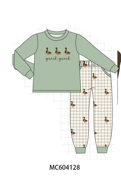 PO86 Green duck quack quack embroidery ruffle collection