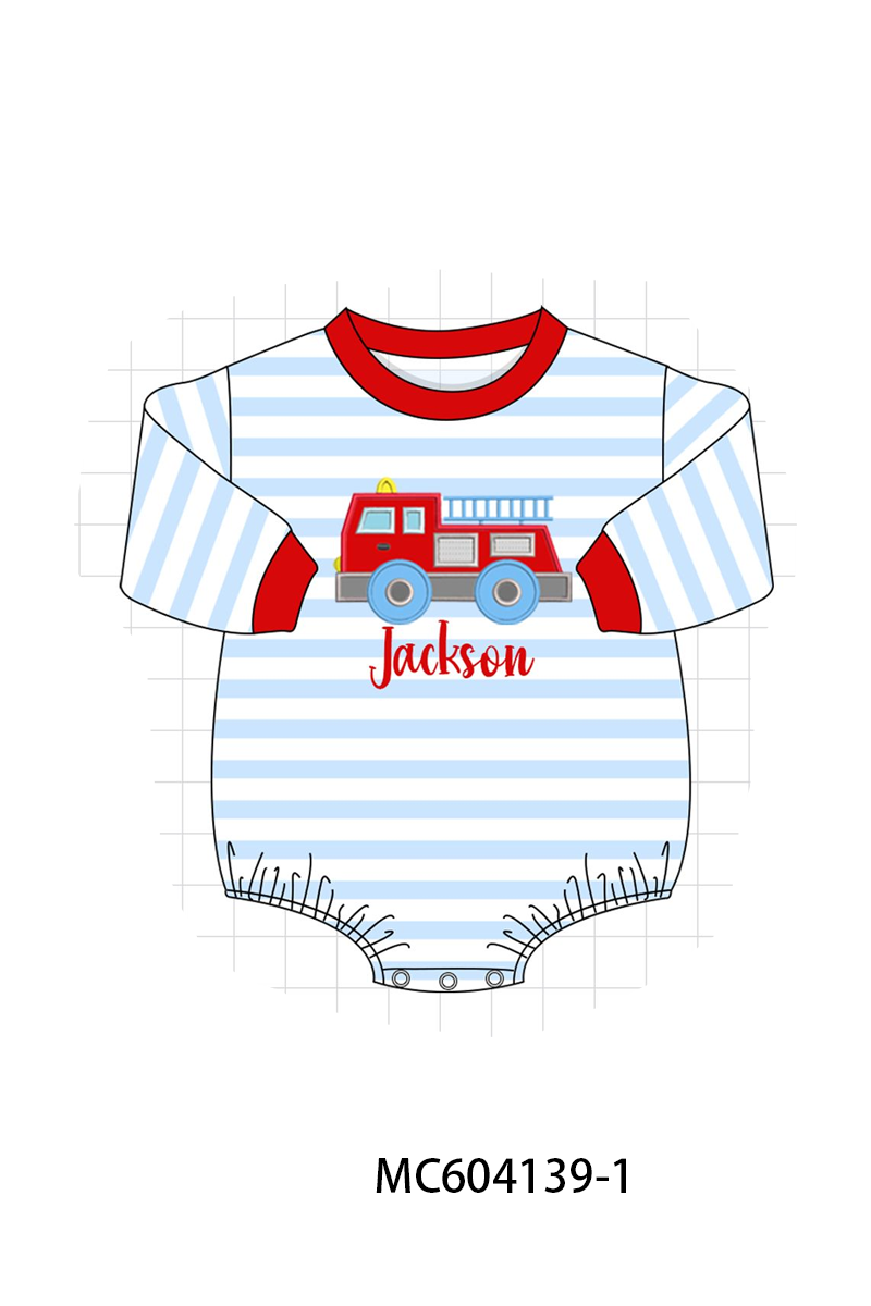 PO86 Blue stripe firework monogram embroidery collection