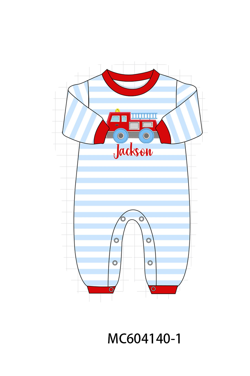 PO86 Blue stripe firework monogram embroidery collection