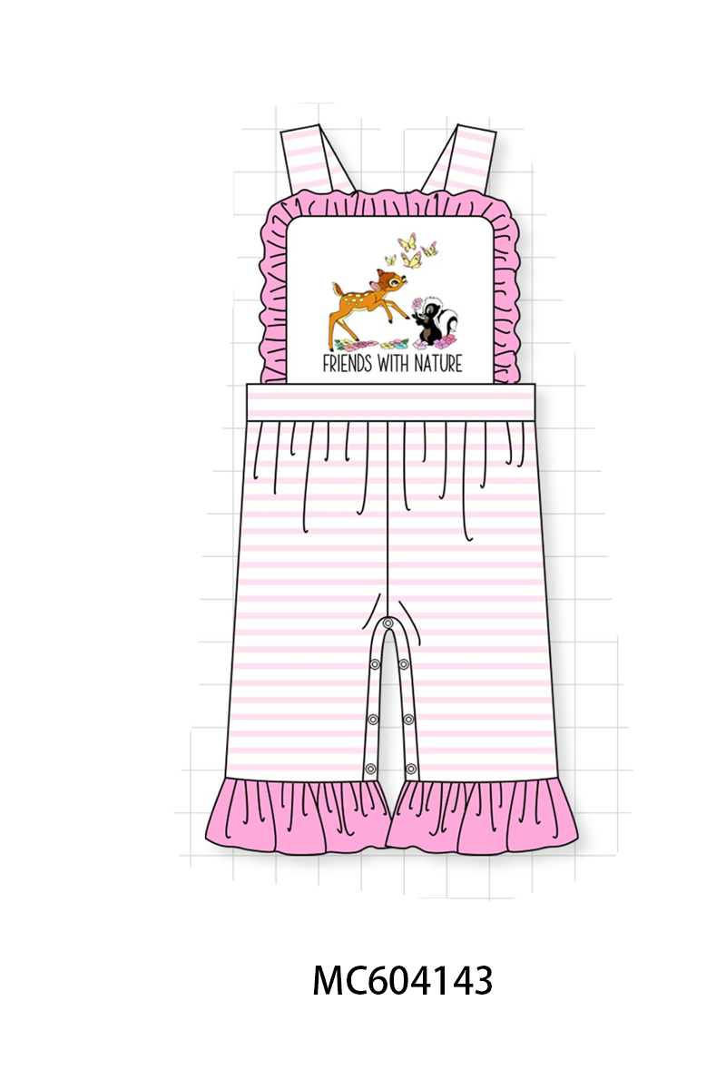 PO86 Pink stripe friends with nature embroidery collection