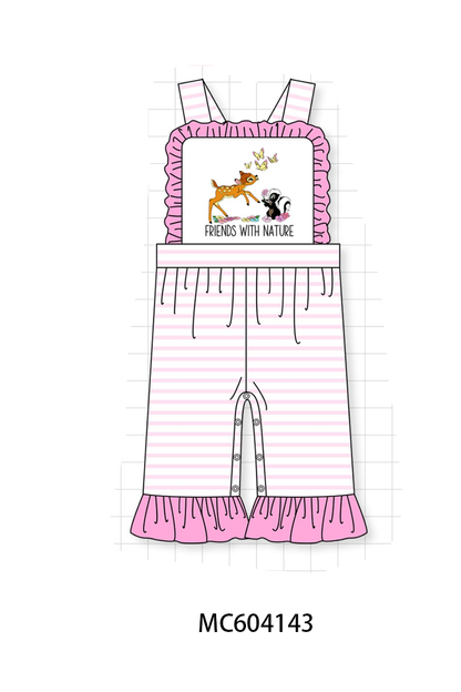 PO86 Pink stripe friends with nature embroidery collection