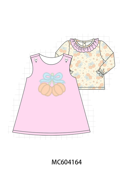 PO86 Pink pumpkin applique bow ruffle collection