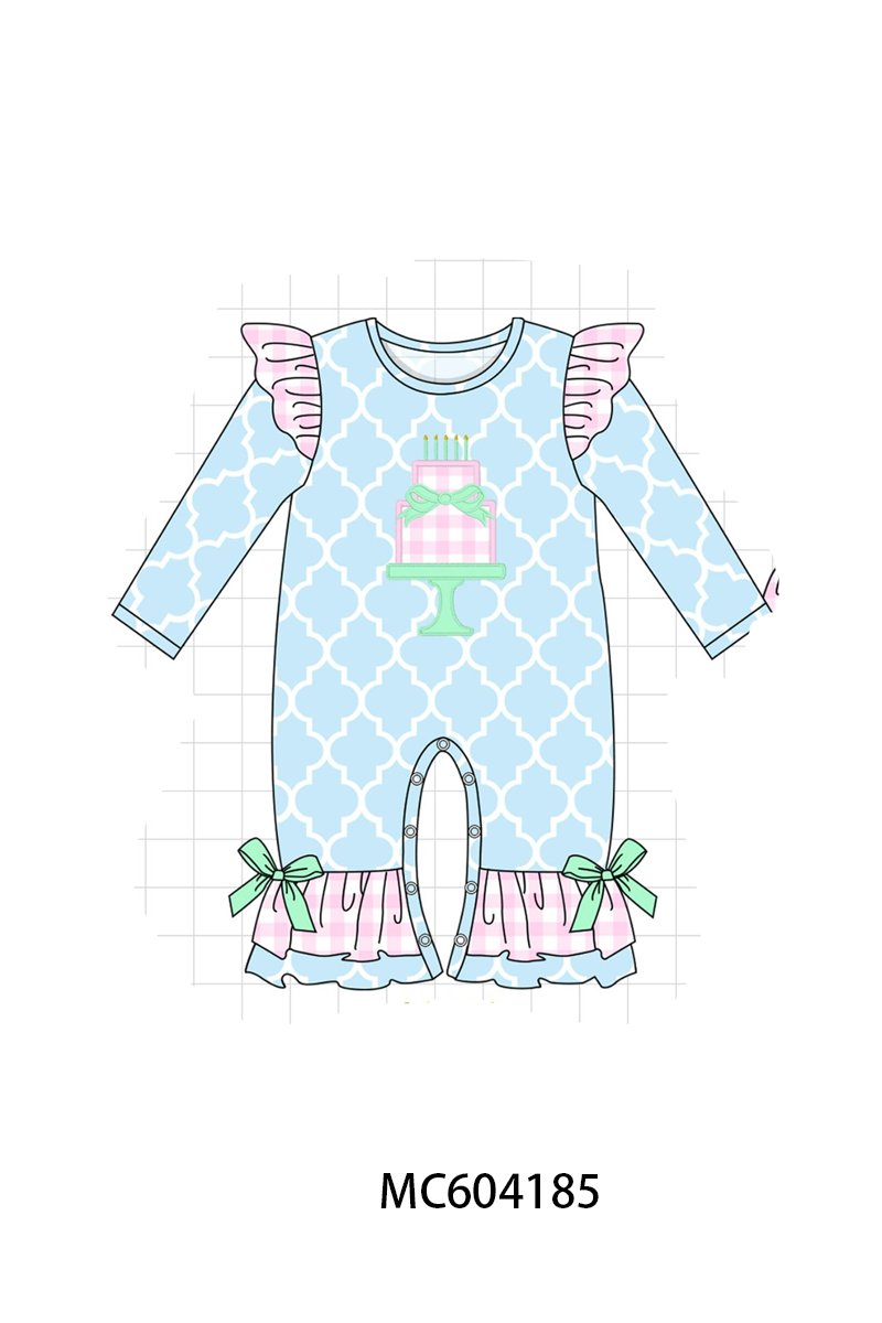 PO86 Blue birthday cake applique collection