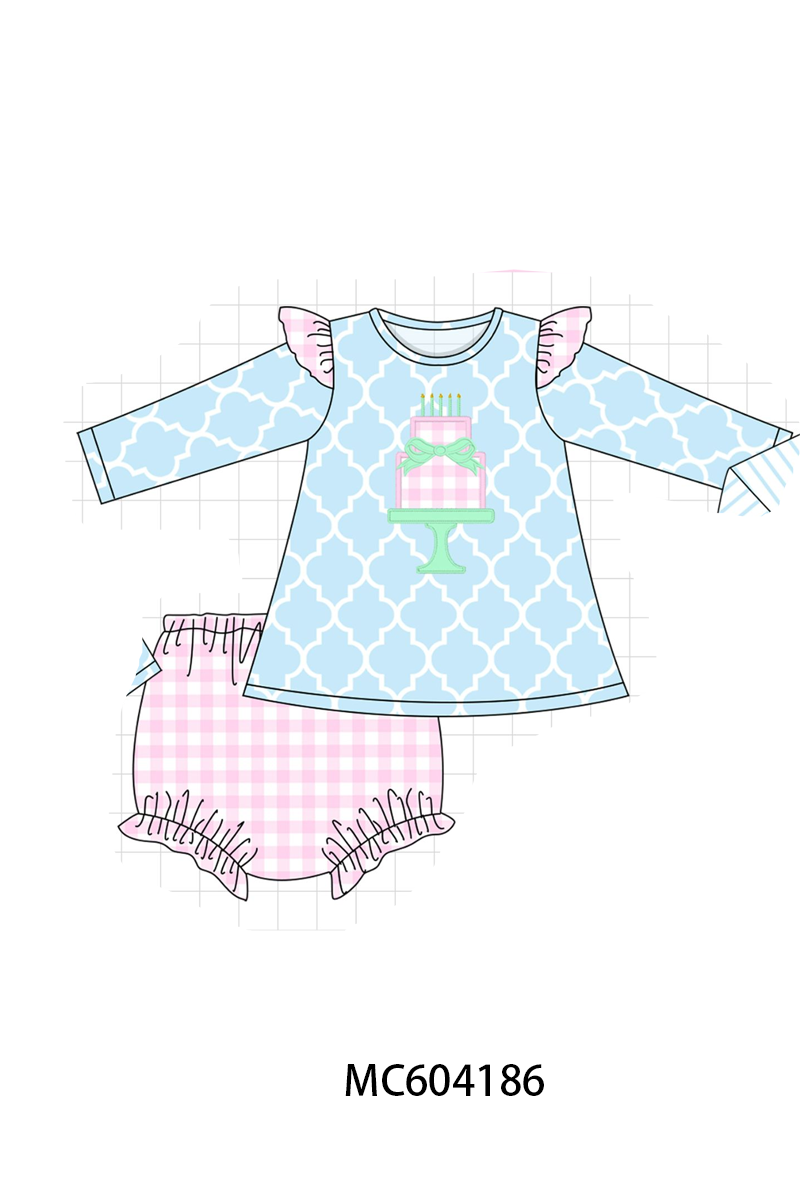 PO86 Blue birthday cake applique collection