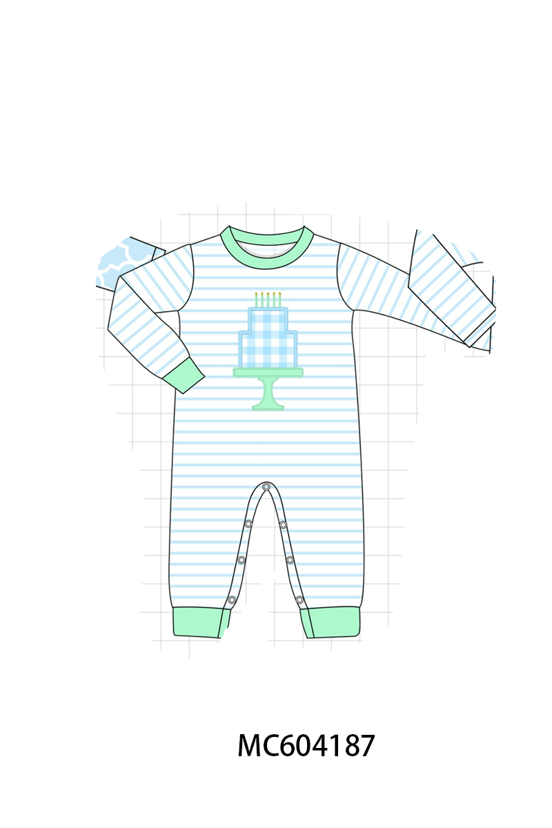 PO86 Blue birthday cake applique collection