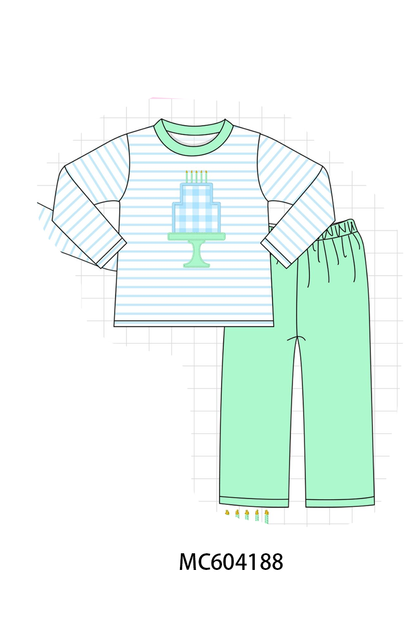 PO86 Blue birthday cake applique collection