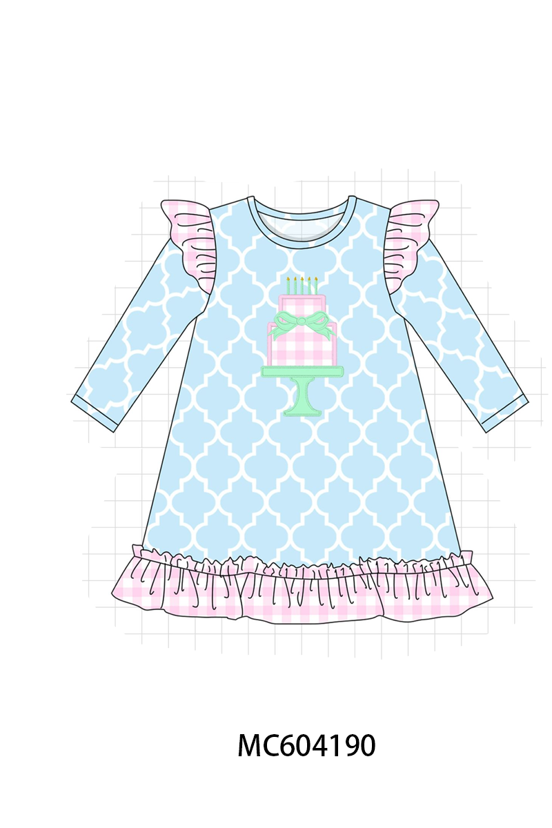 PO86 Blue birthday cake applique collection