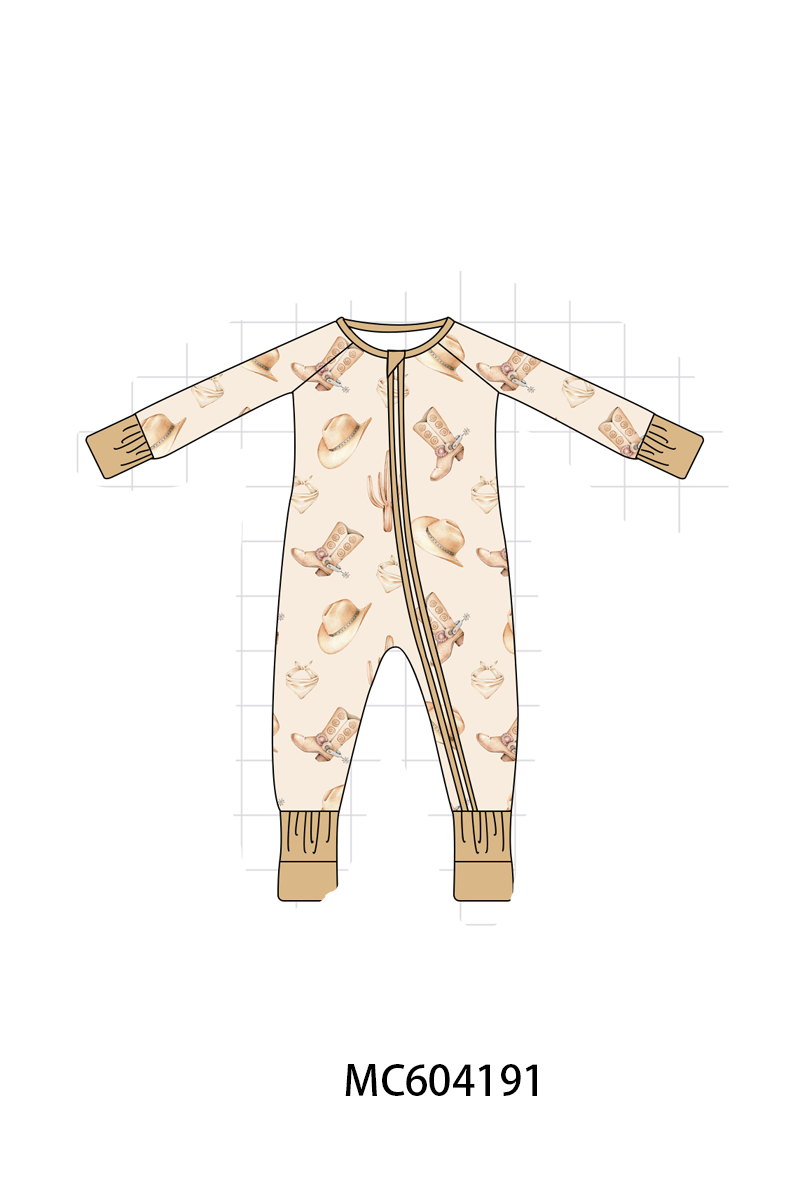 PO86 Khaki western boots print bamboo collection