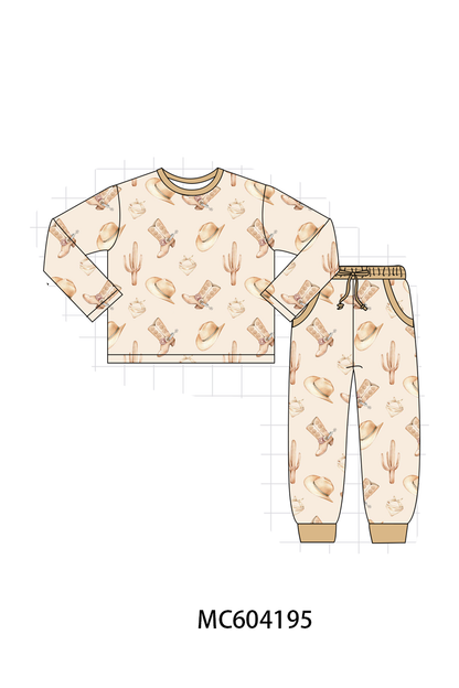 PO86 Khaki western boots print bamboo collection