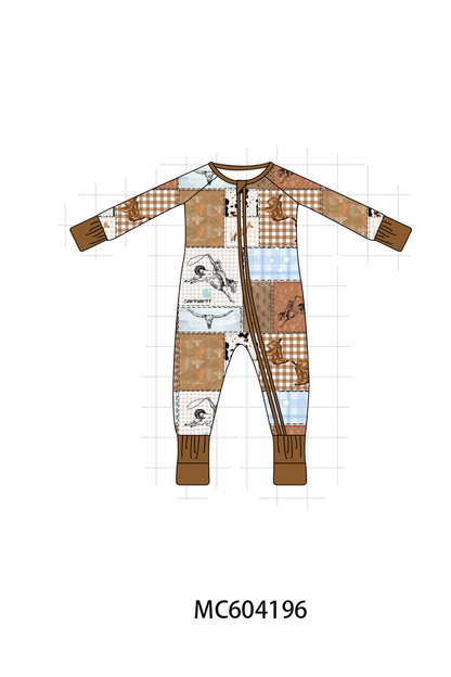 PO86 Brown western bamboo plaid collection