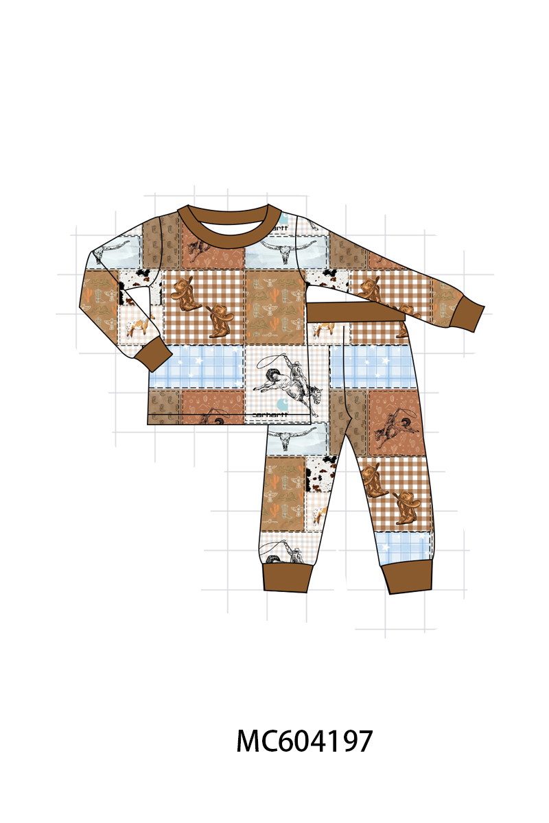 PO86 Brown western bamboo plaid collection