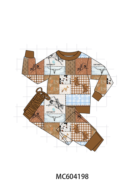 PO86 Brown western bamboo plaid collection