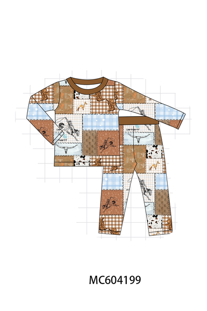 PO86 Brown western bamboo plaid collection