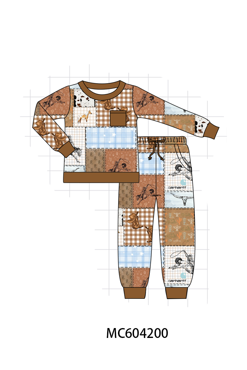 PO86 Brown western bamboo plaid collection