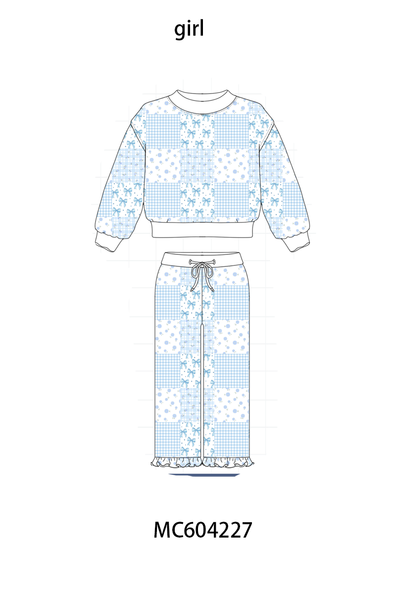 PO86 Floral bow print mom&me ruffle pants set collection