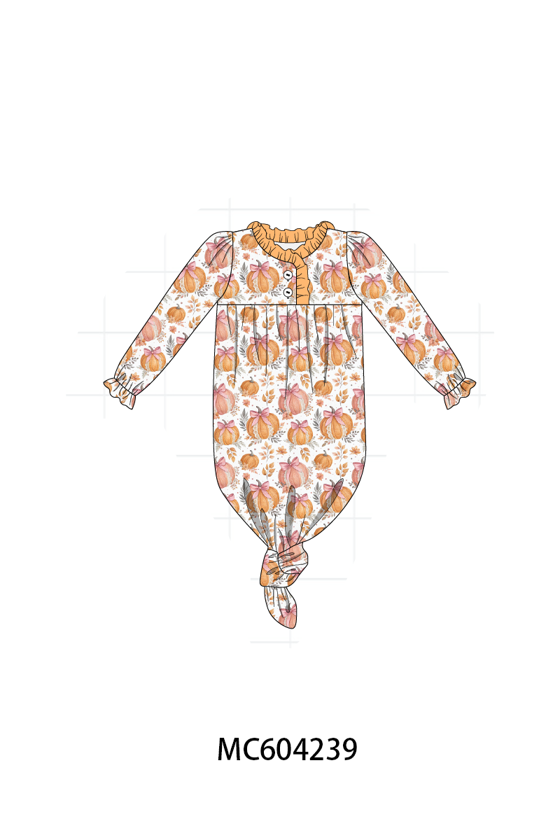 PO86 Orange pumpkin print ruffle collection 1