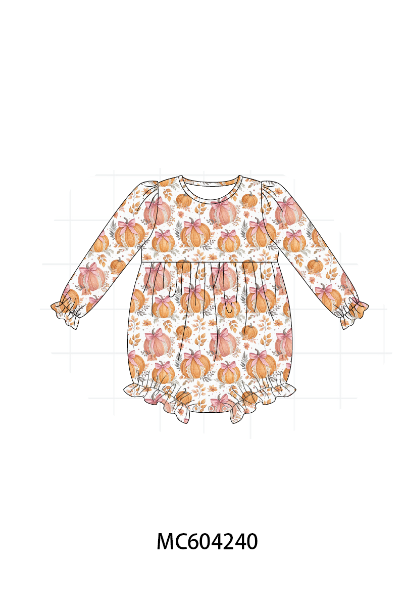 PO86 Orange pumpkin print ruffle collection 1