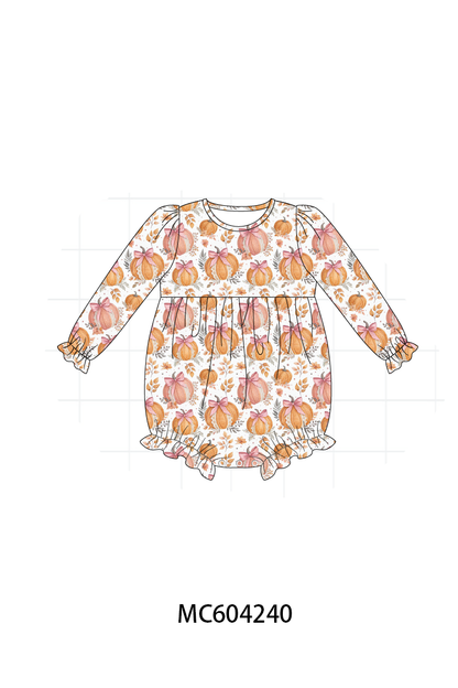 PO86 Orange pumpkin print ruffle collection 1